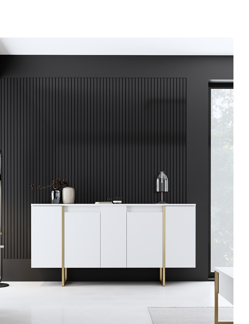 Aparador Luxe Branco Dourado