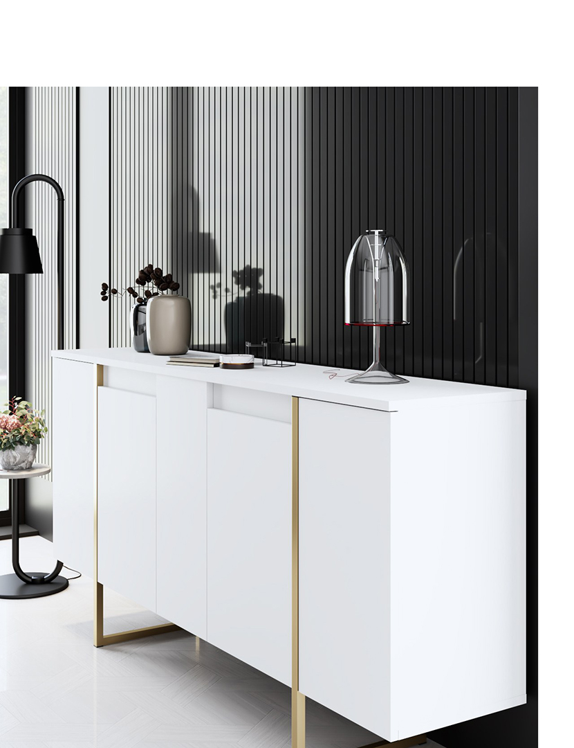 Aparador Luxe Branco Dourado