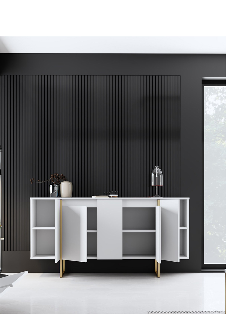 Aparador Luxe Branco Dourado