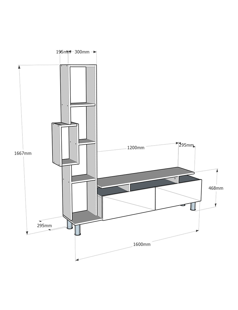 Combinação Móvel TV Tulip Branco/Noz