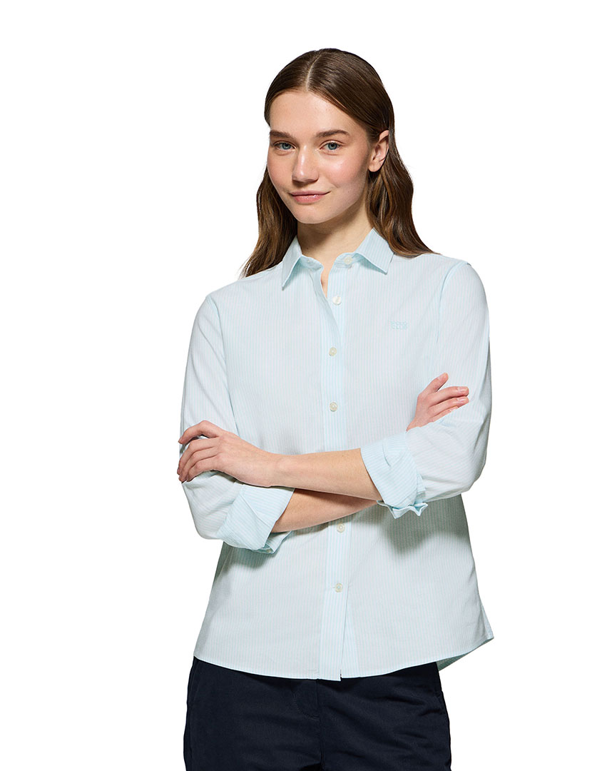 Camisa Riscas Block W Oxford Azul Aquamarine