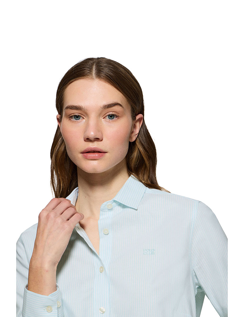 Camisa Riscas Block W Oxford Azul Aquamarine