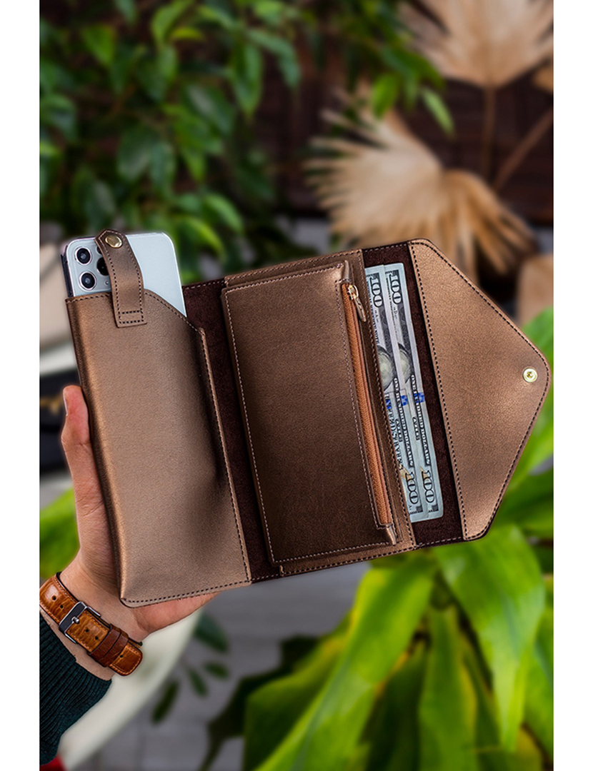 Carteira Senhora Envelope Castanho