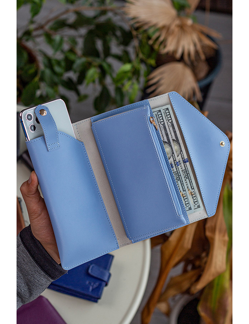 Carteira Senhora Envelope Azul