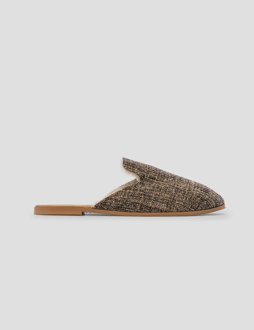 Mules Wool Mesh Castanho