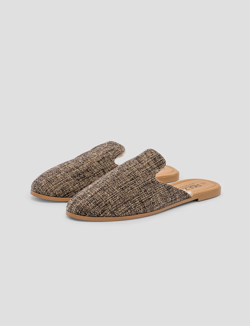 Mules Wool Mesh Castanho