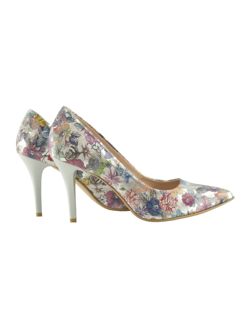 Sapatos Salto Alto Bosccolo Flowers on Silver