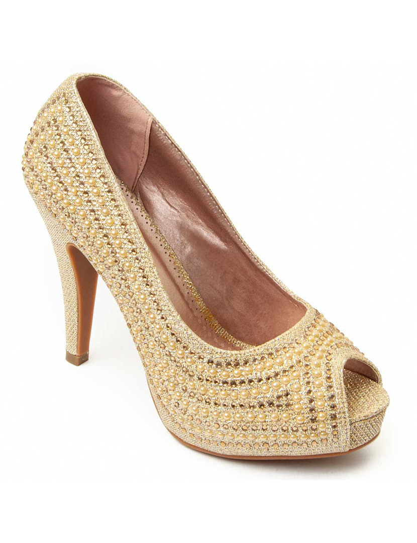 Sapatos com Salto Senhora Dourado