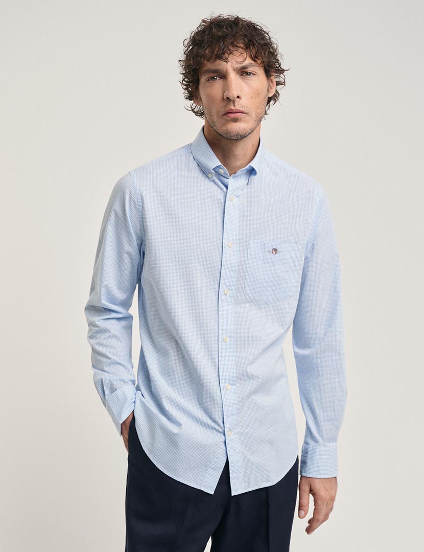 Camisa Regular Poplin Gingham Azul