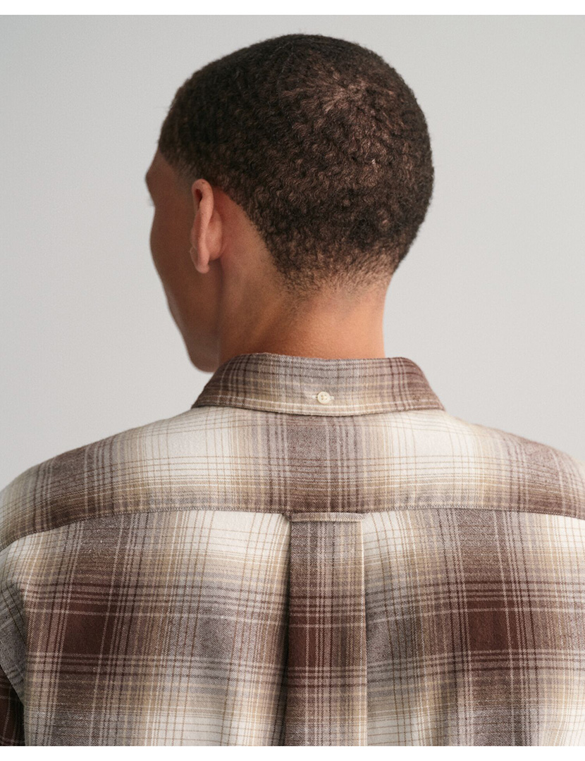 Camisa Regular Shadow Check Flannel Castanho