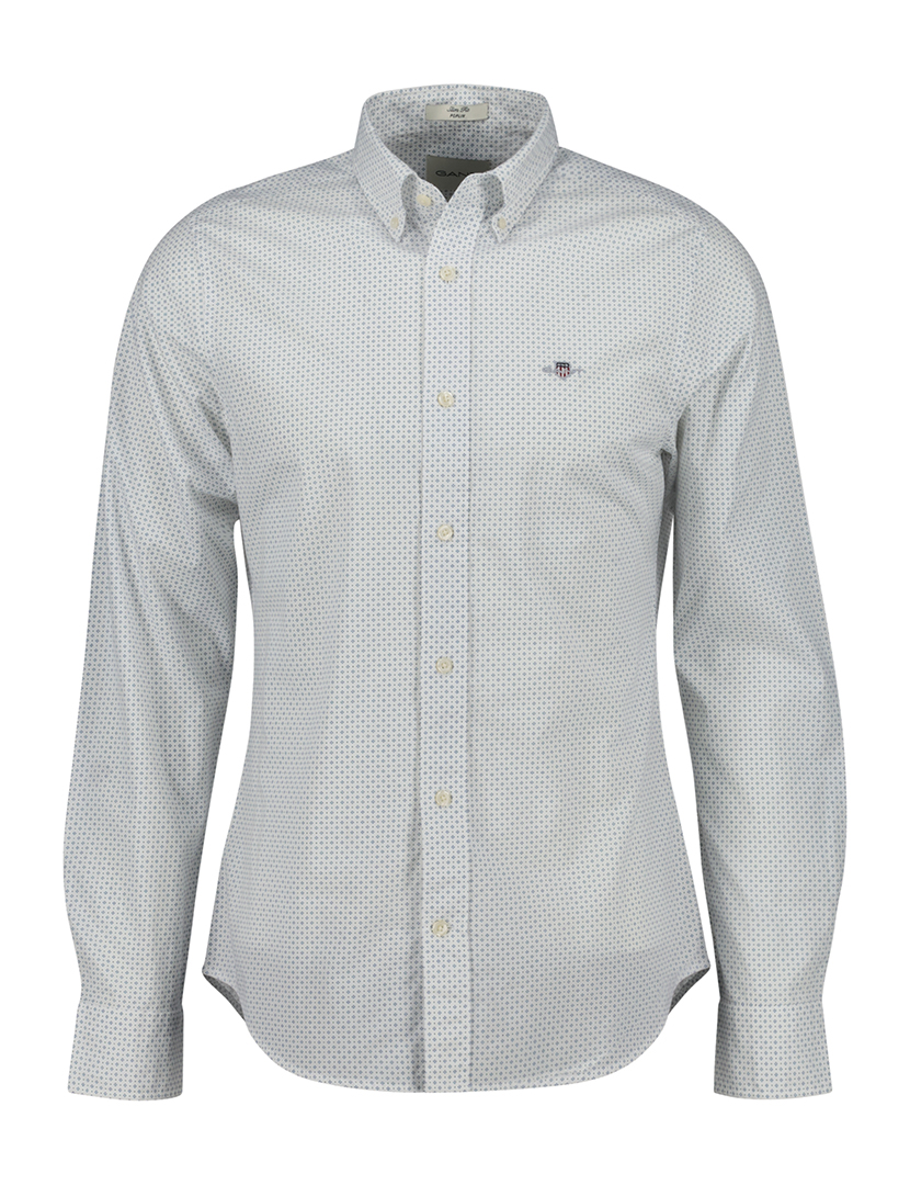 Camisa Slim Micro Print Bege