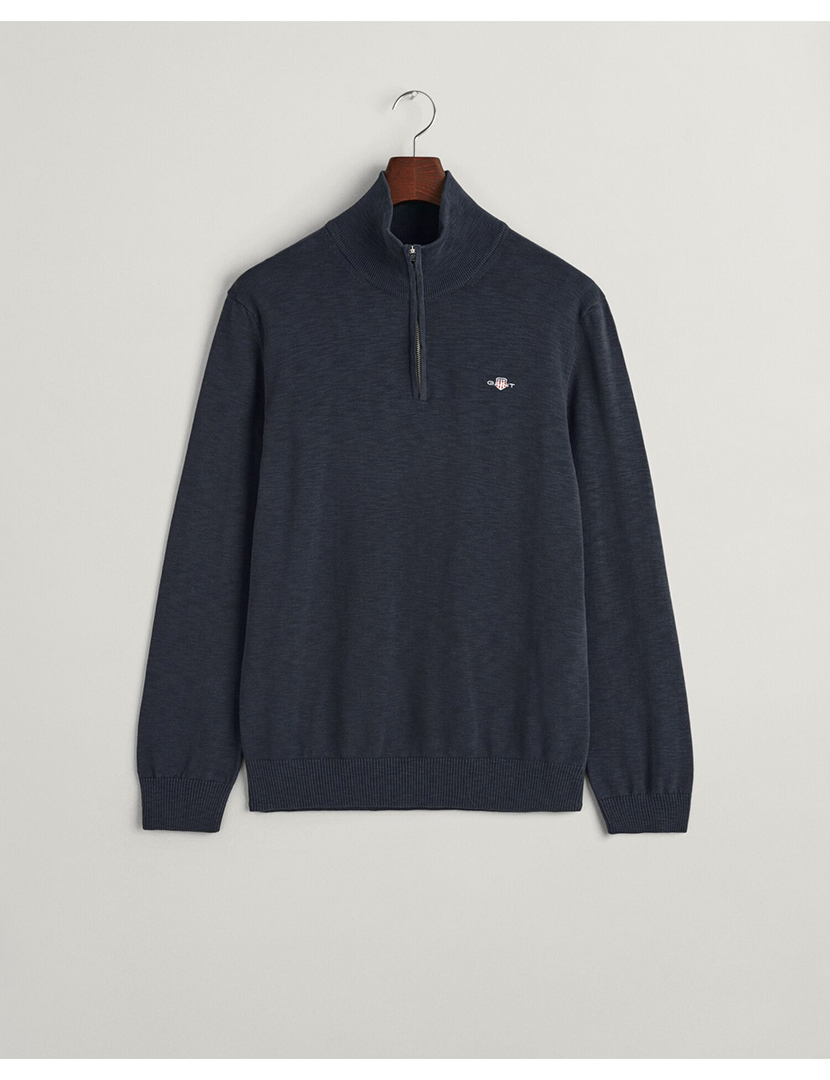 Camisola lã superfina half-zip Azul