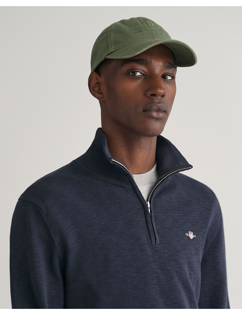 Camisola lã superfina half-zip Azul