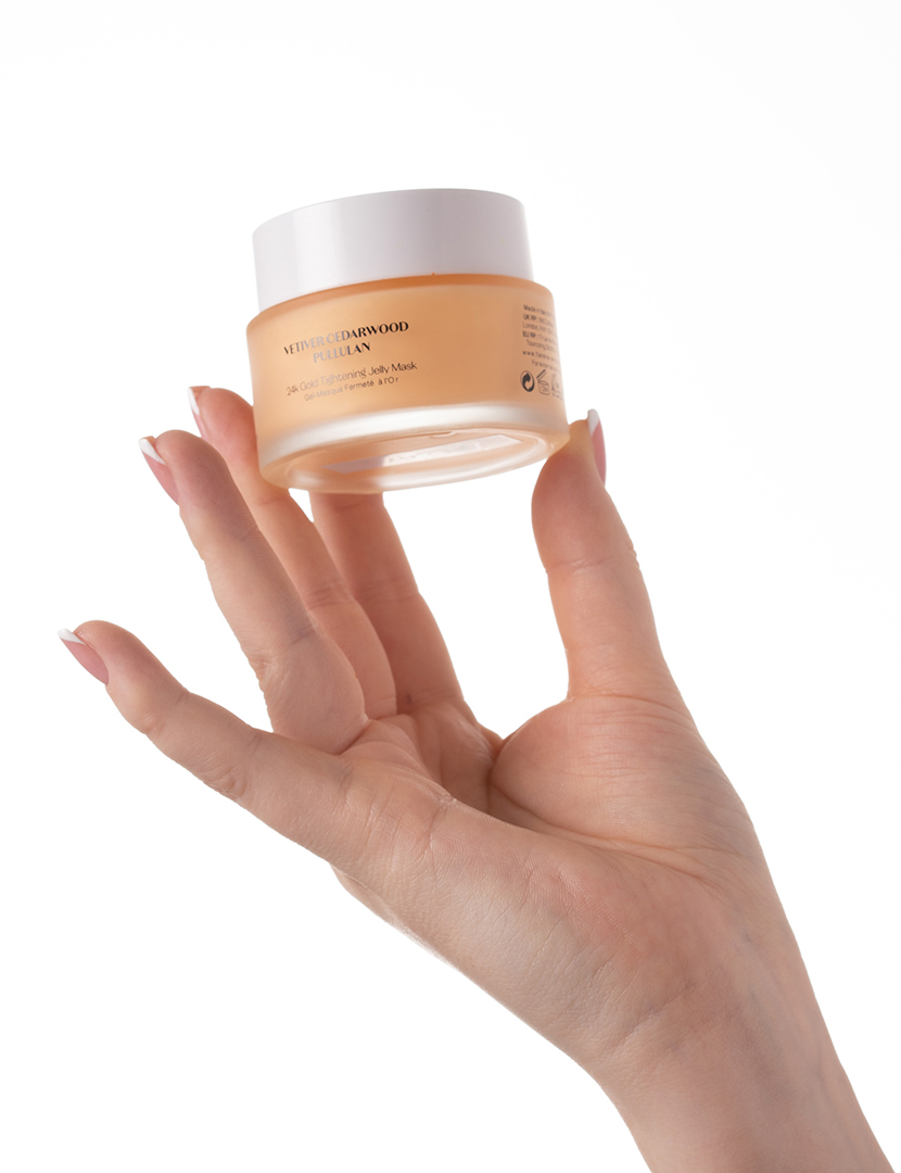 Máscara de geleia tensora de ouro 24k