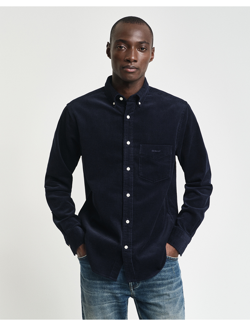 Camisa Regular Fit Corduroy Azul