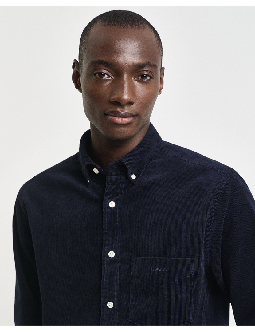 Camisa Regular Fit Corduroy Azul