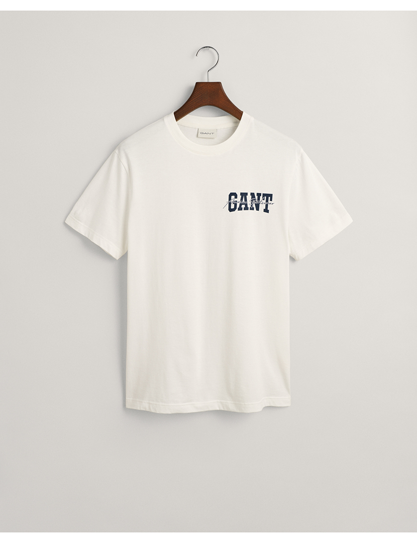 T-Shirt Gráfica Arch Script Bege Bege