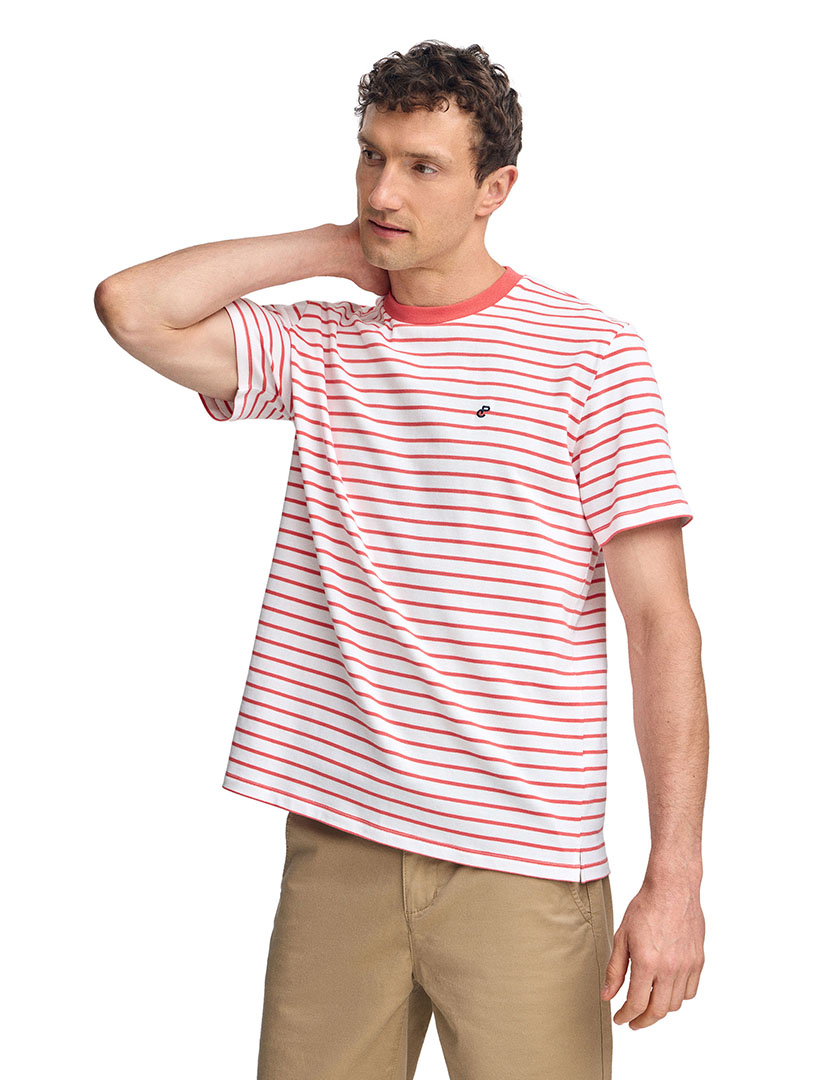 T-Shirt Homem Keanu Branco e Vermelho