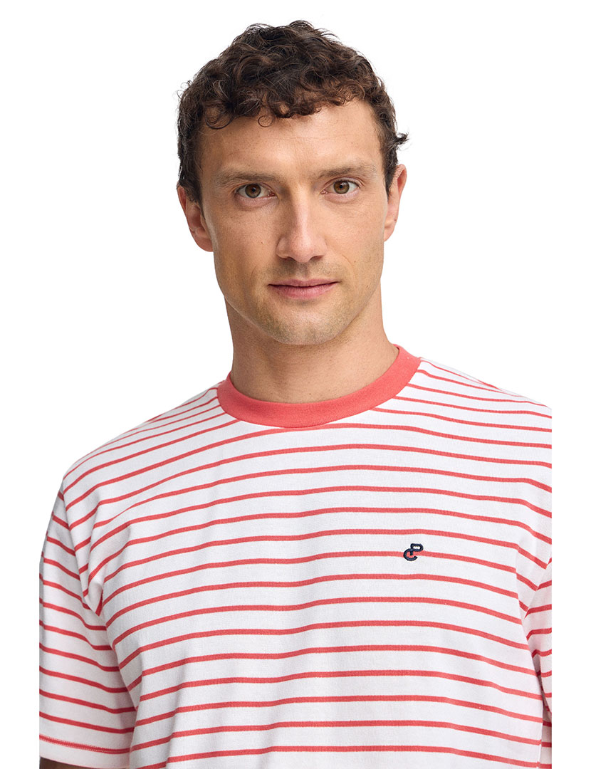 T-Shirt Homem Keanu Branco e Vermelho