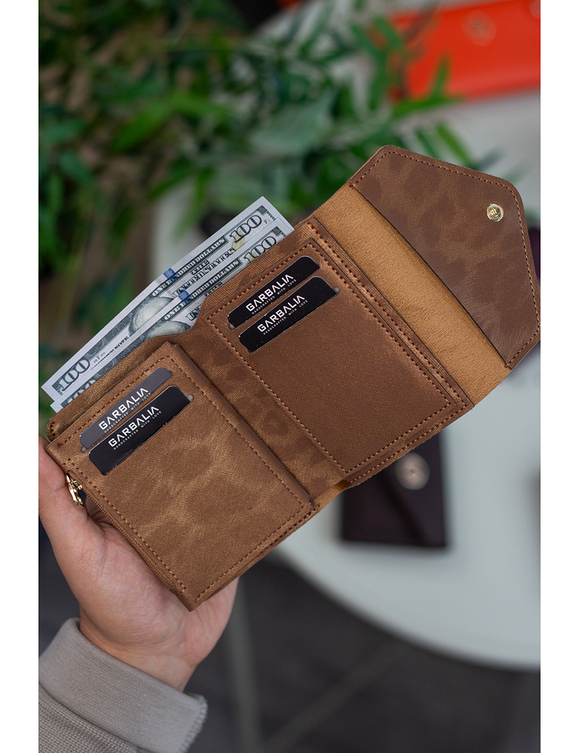 Carteira Senhora Columbia Dourado com Padrão Leopardo