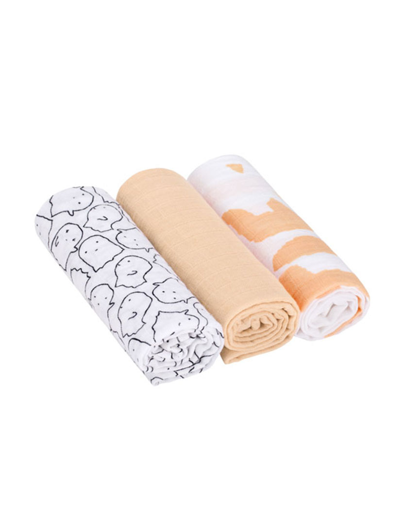 Musselina de Algodão Orgânico 85X85 Multicor (Pacote 3 Unidades)