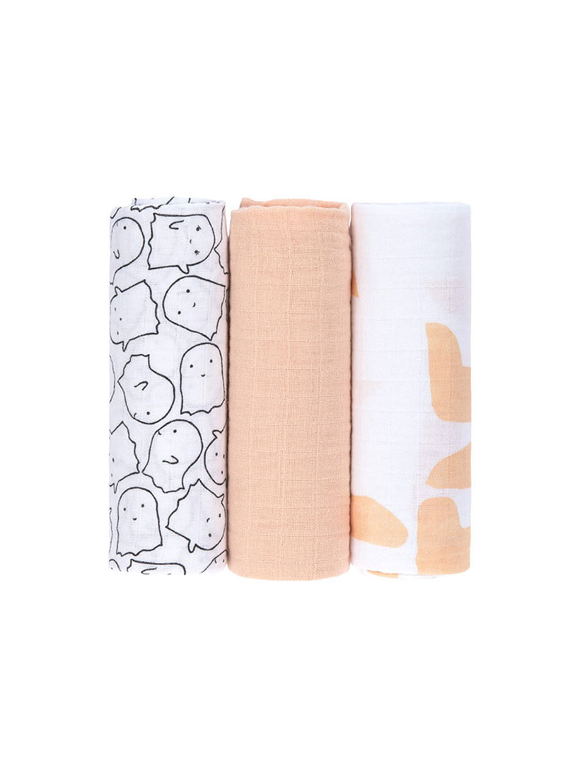 Musselina de Algodão Orgânico 85X85 Multicor (Pacote 3 Unidades)