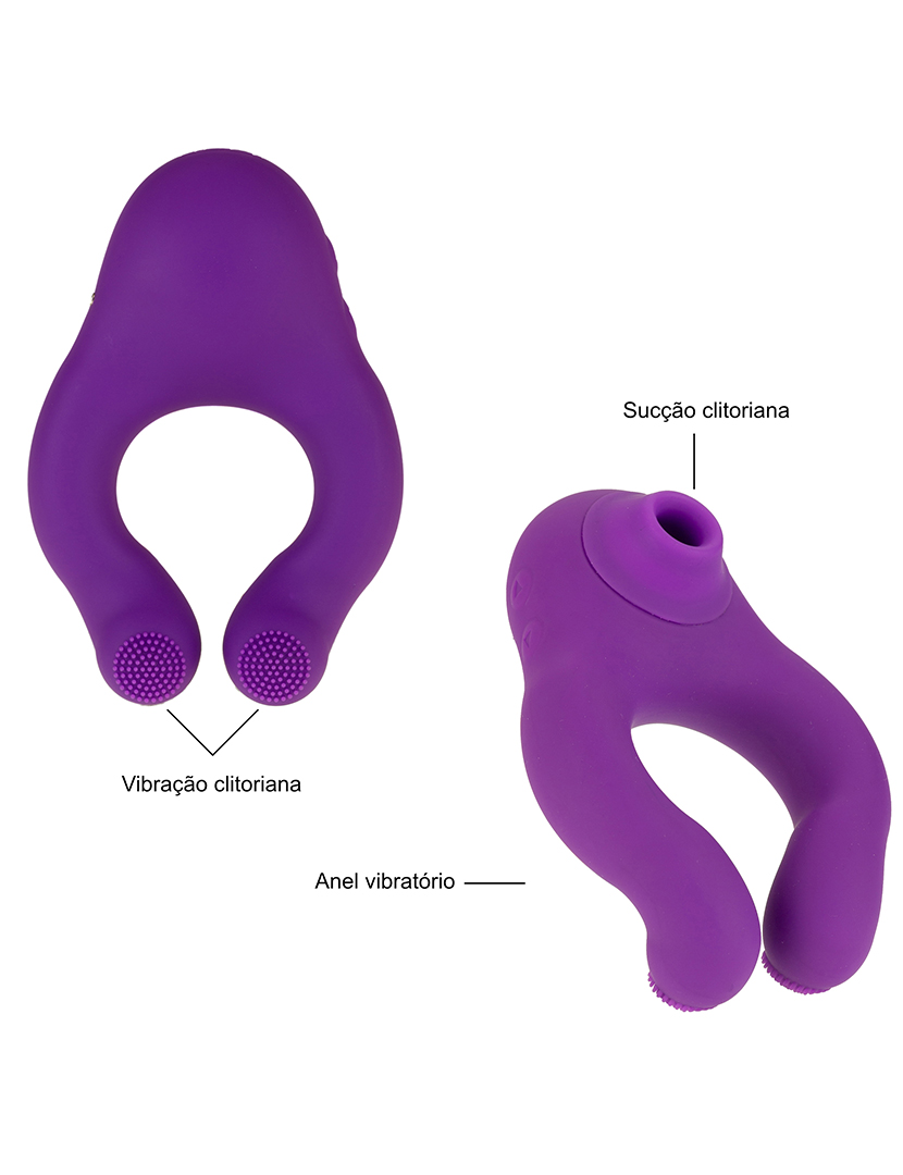 Estimulador do Clitóris, Lábio e Clitóris, Anel Vibratório - 14 programas - Púrpura
