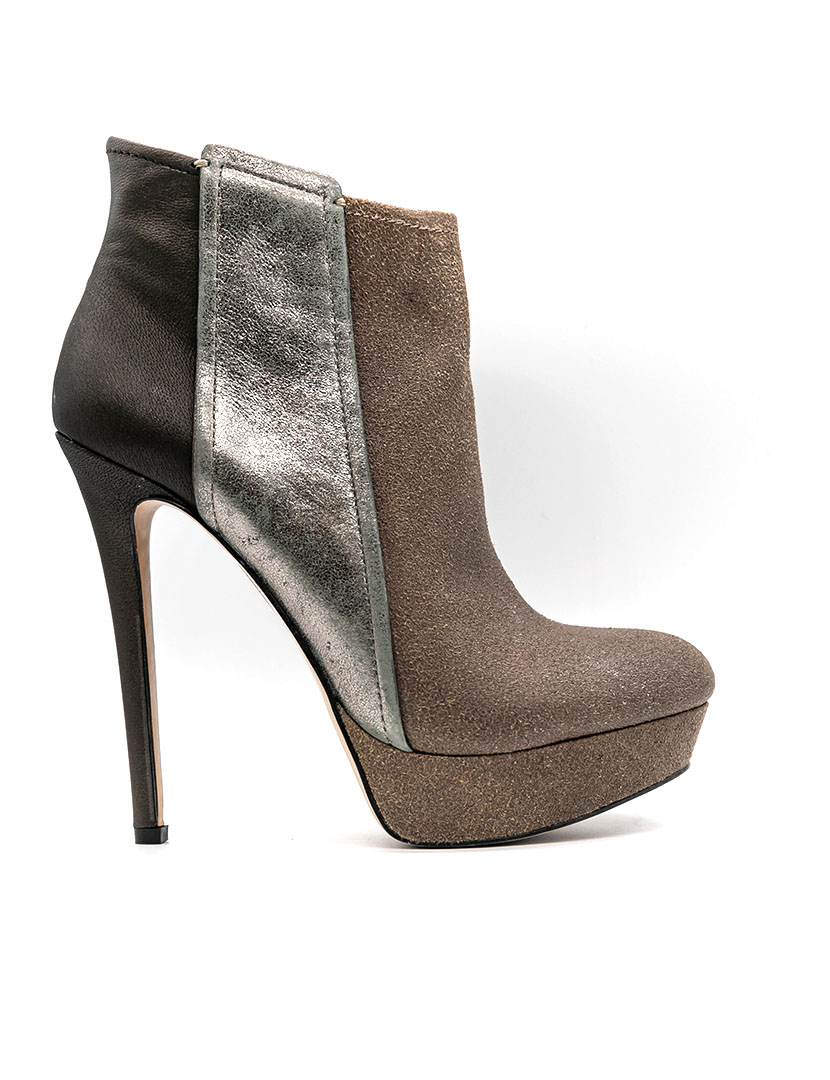 Botins Salto Alto Camurça Castanho