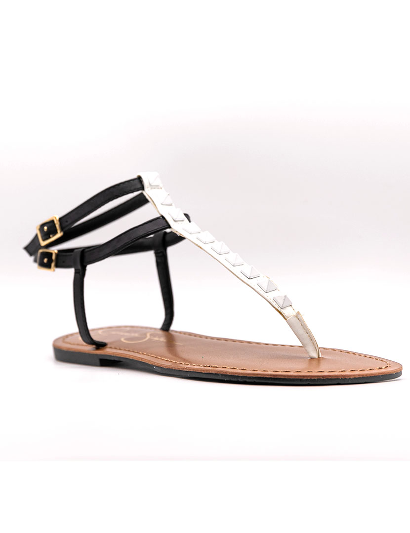 Sandálias Rasas Kabii Preto e Branco