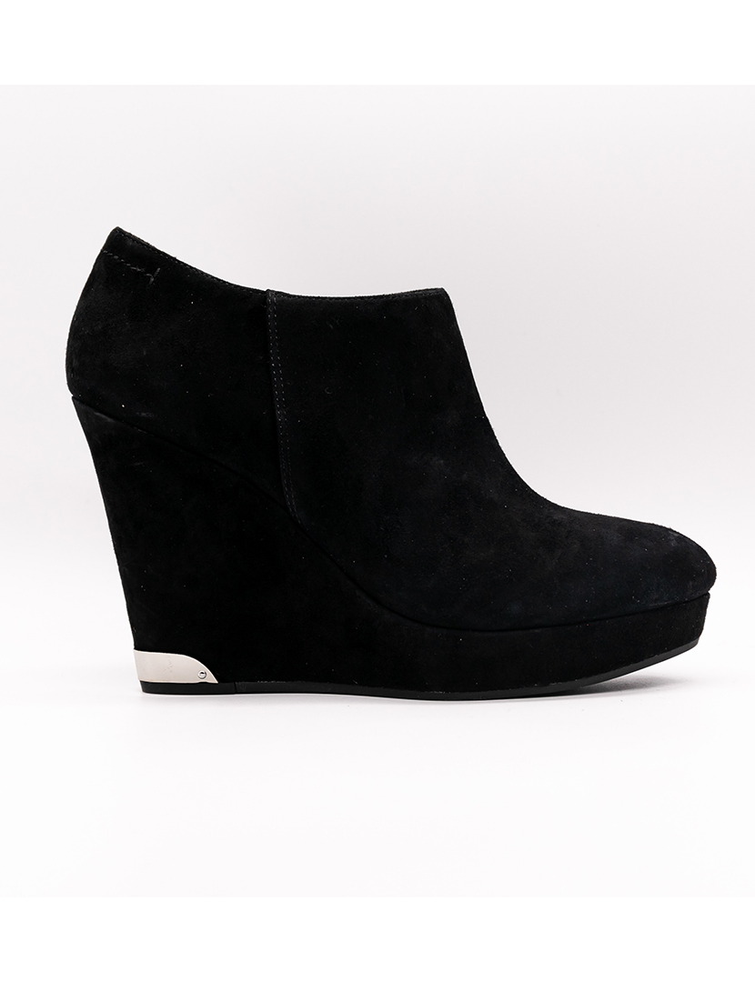 Botins Cunha Camurça Preto