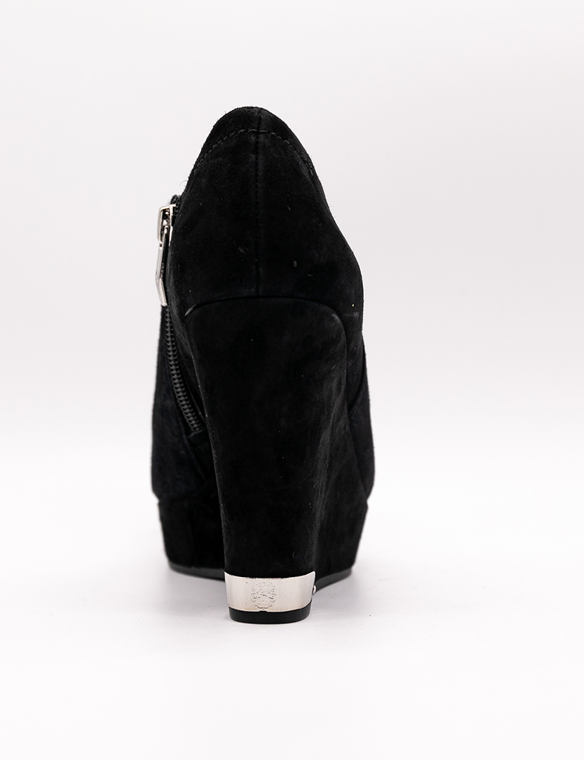 Botins Cunha Camurça Preto