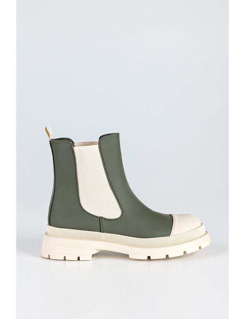 Botins Chelsea Verde e Bege