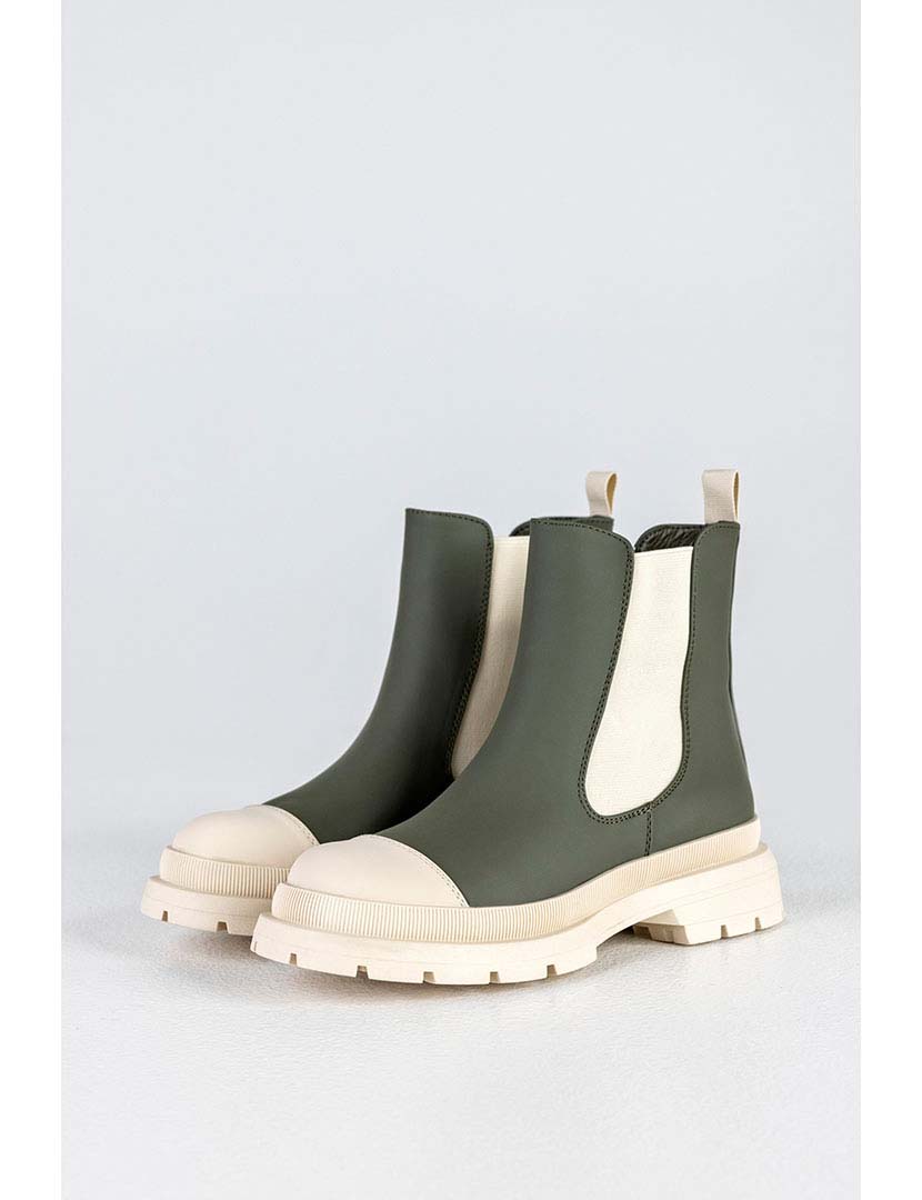 Botins Chelsea Verde e Bege