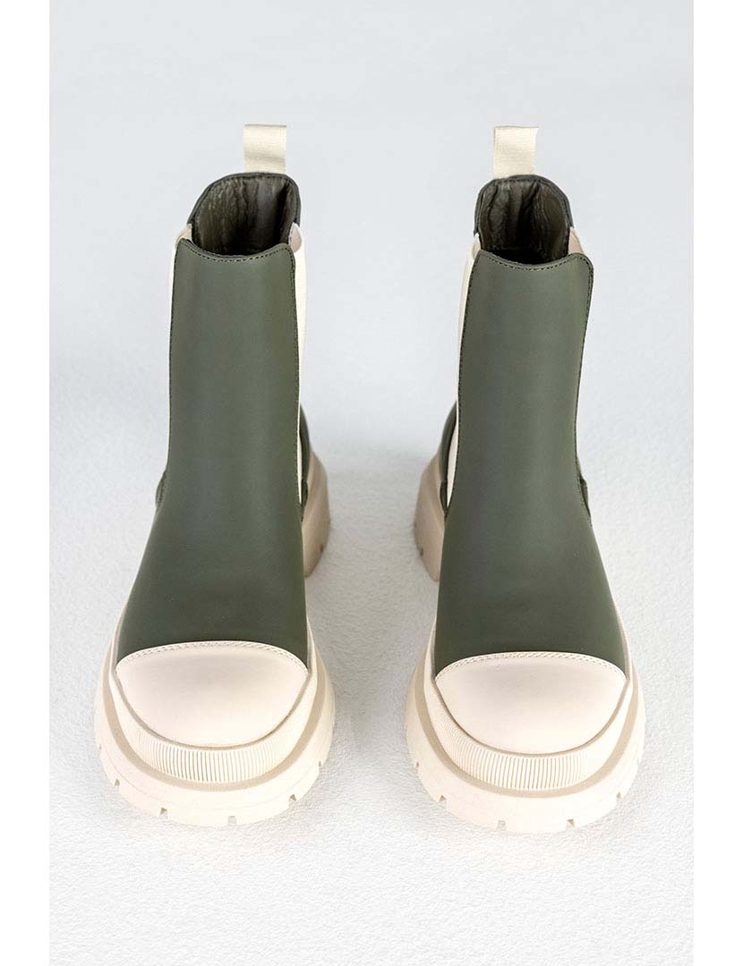 Botins Chelsea Verde e Bege