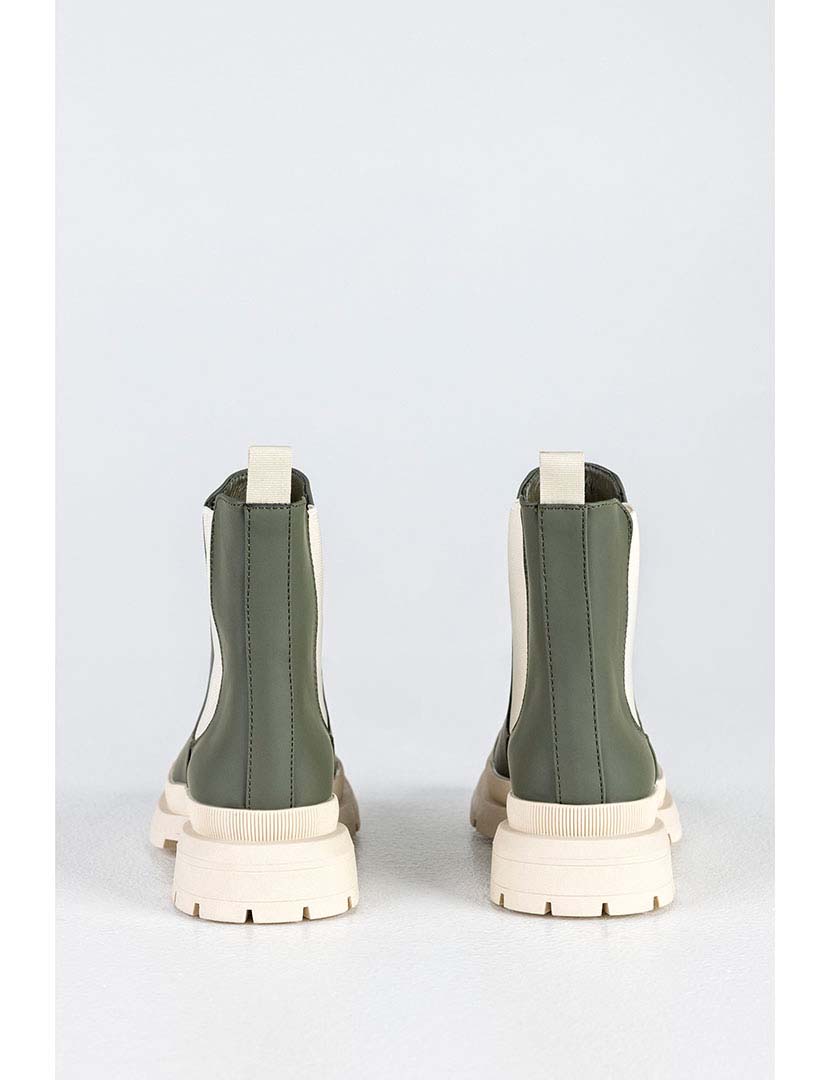 Botins Chelsea Verde e Bege