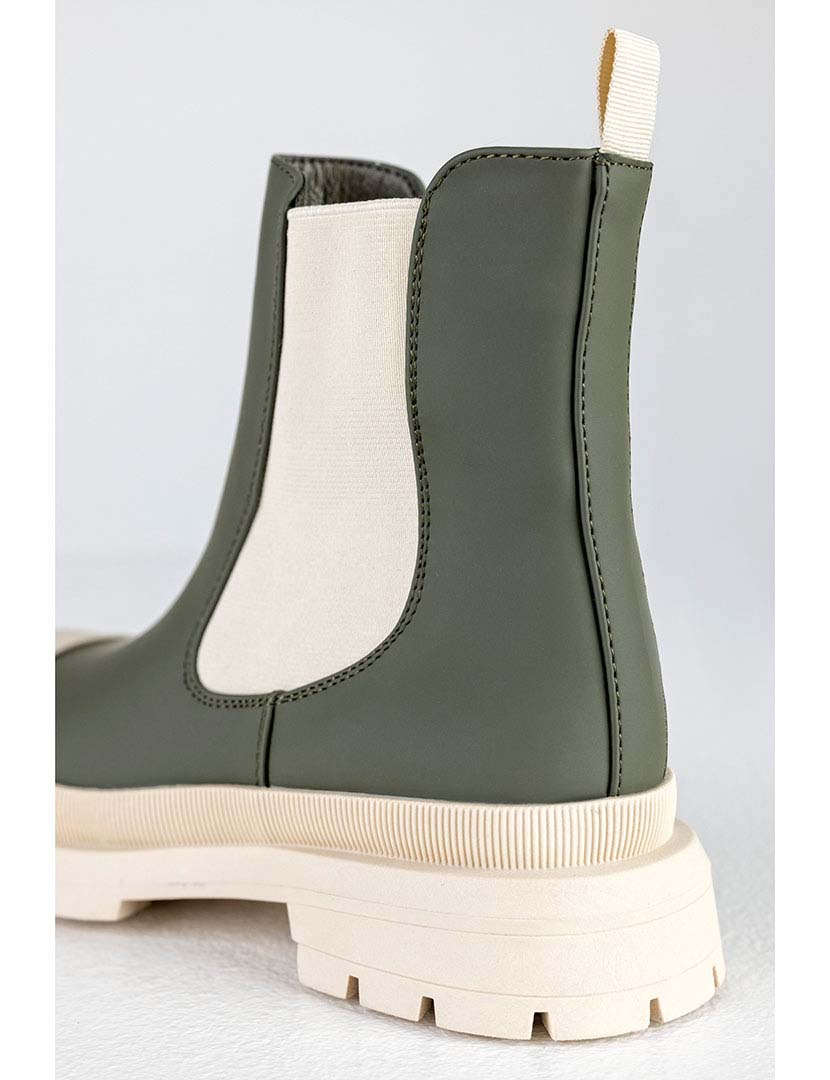 Botins Chelsea Verde e Bege