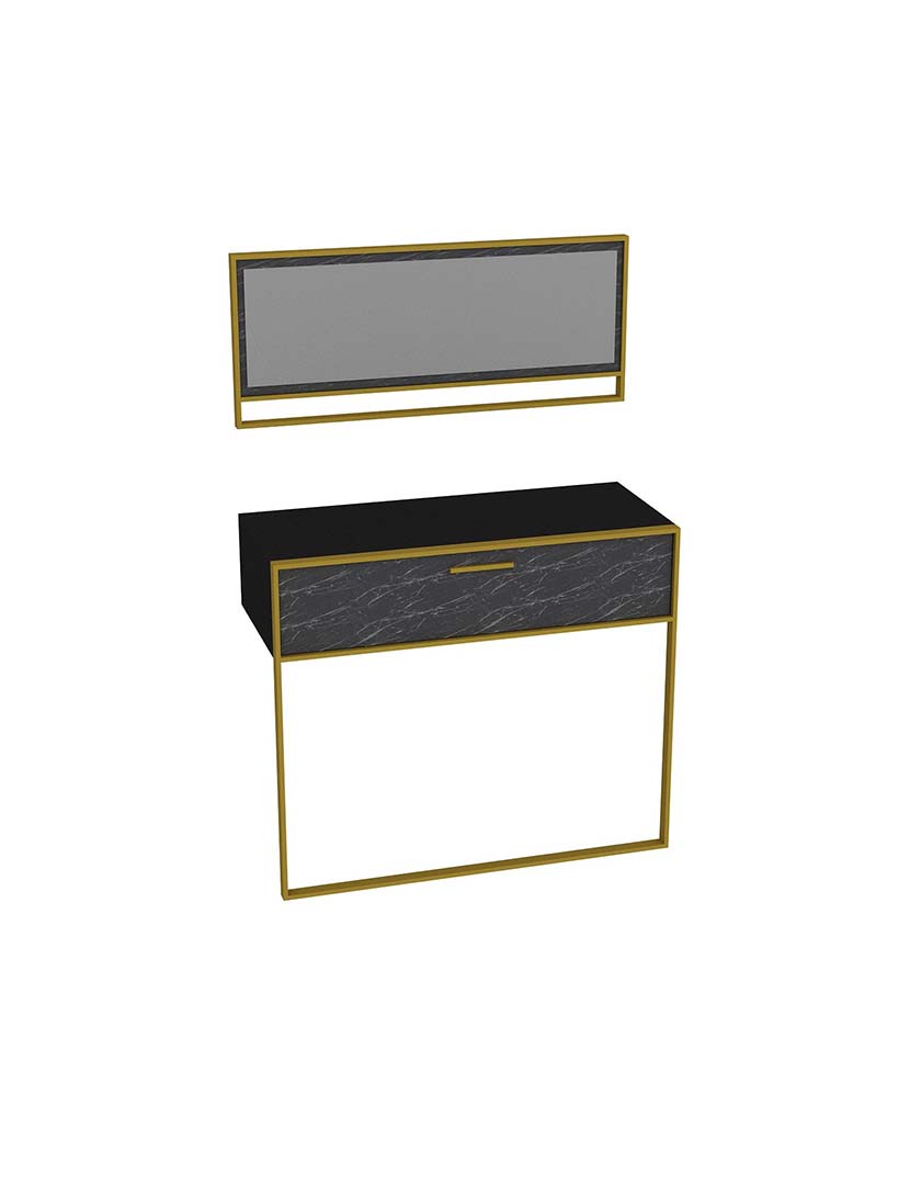 Consola Polka Aynalı Dourado/Preto