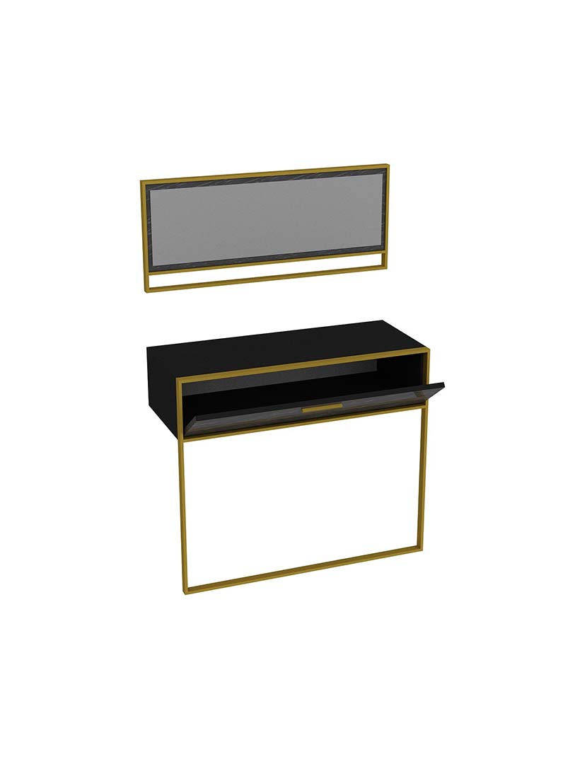 Consola Polka Aynalı Dourado/Preto