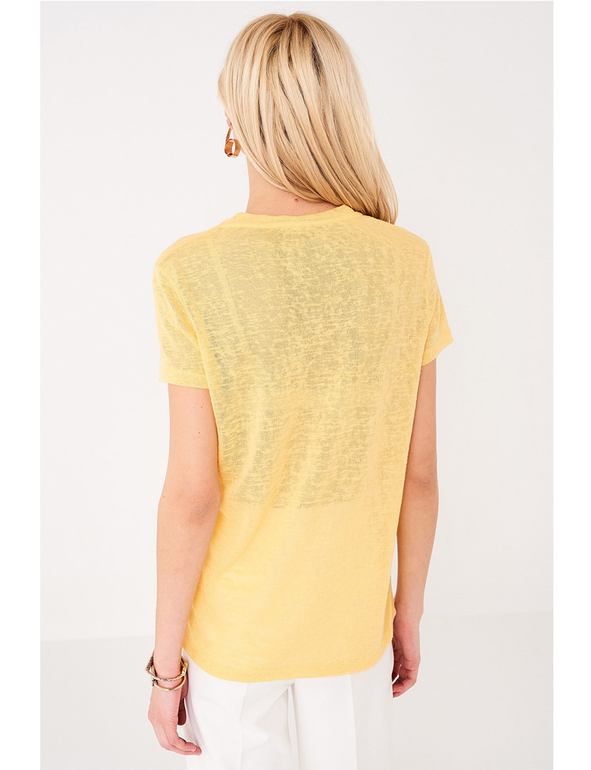 T-Shirt decote em V Amarelo