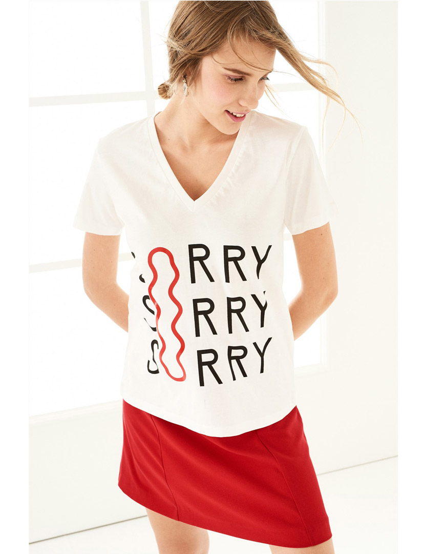 T-Shirt decote em V Branco