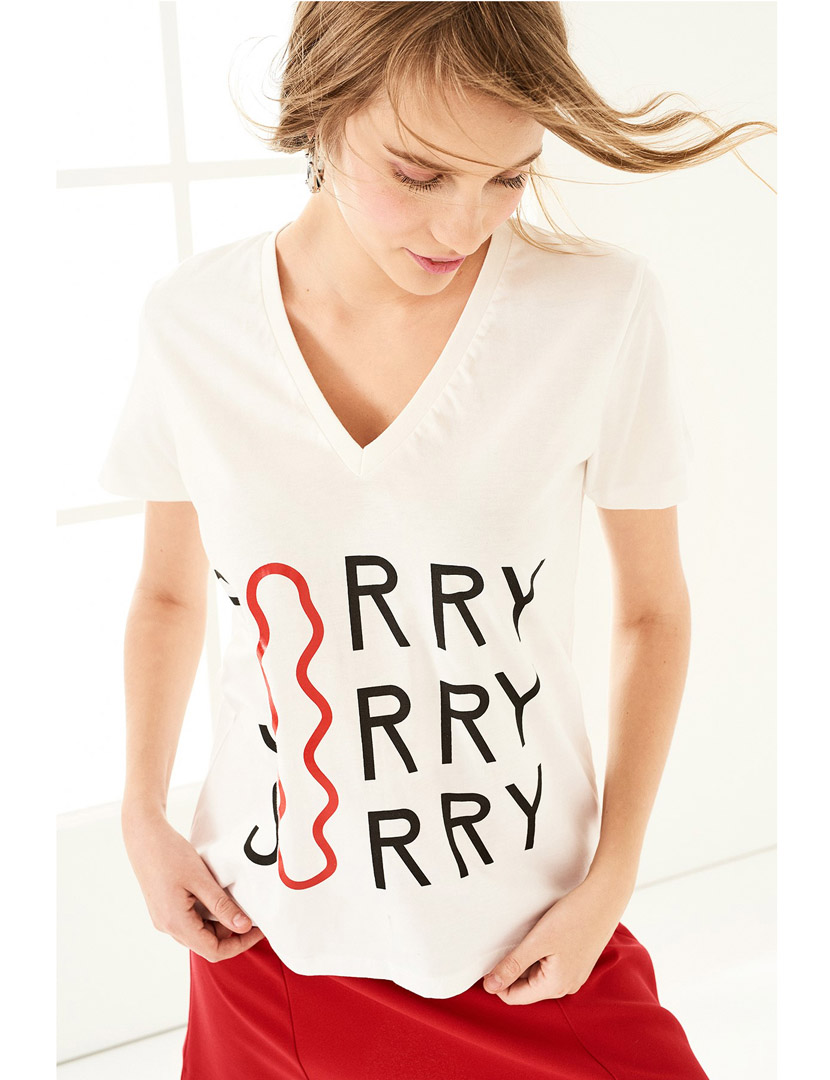 T-Shirt decote em V Branco