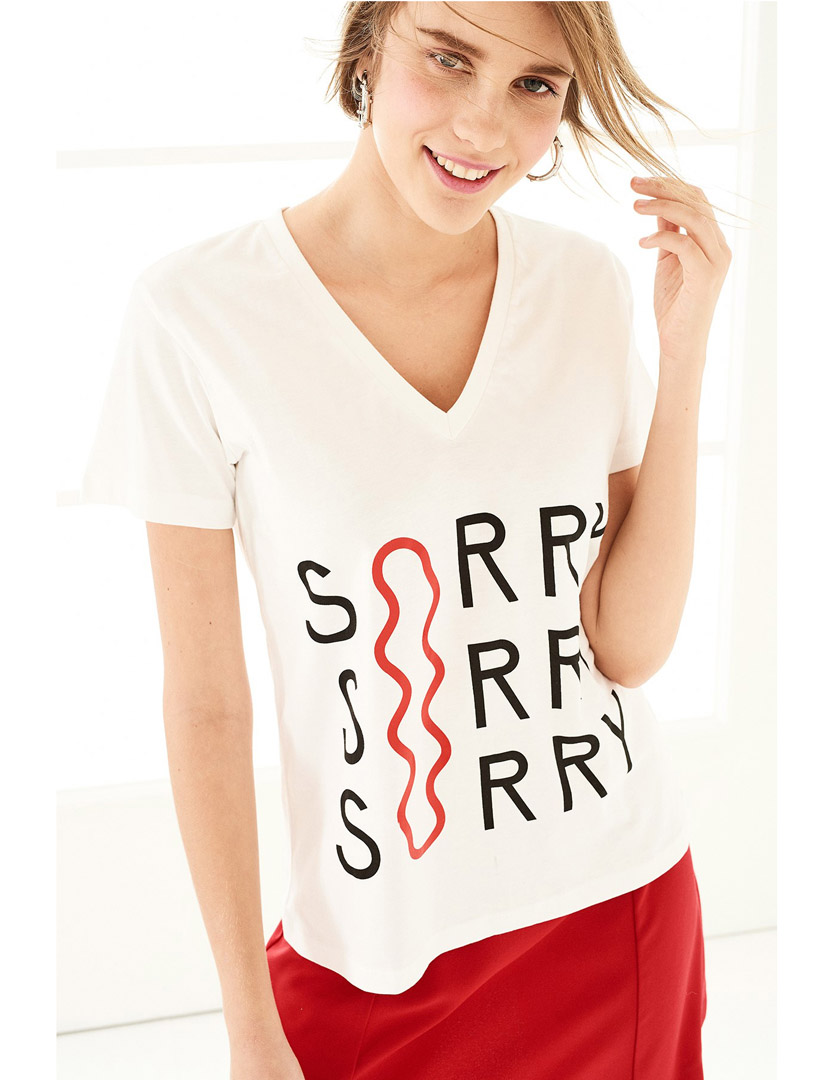 T-Shirt decote em V Branco