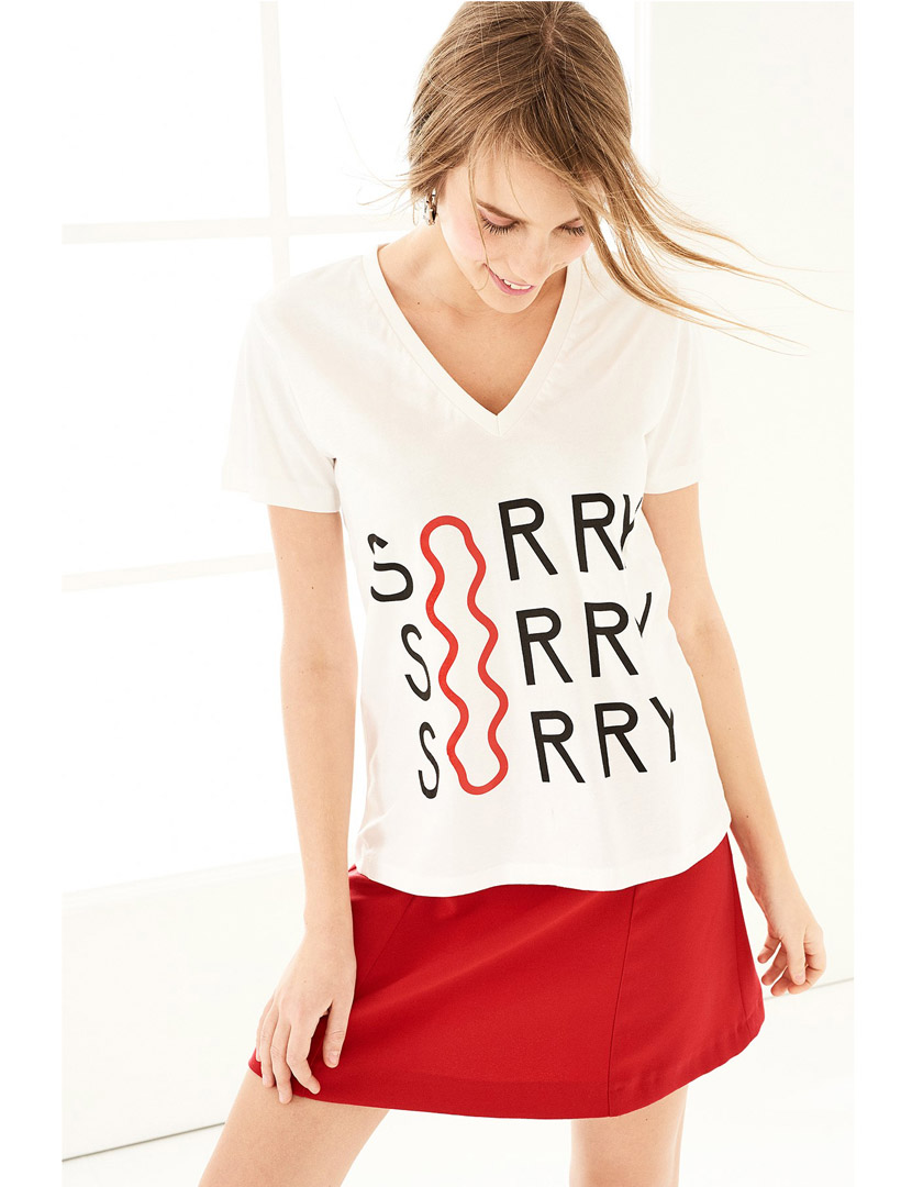 T-Shirt decote em V Branco