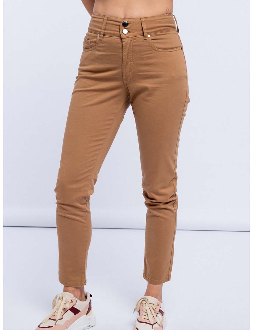 Calças Cintura Alta Senhora Castanho