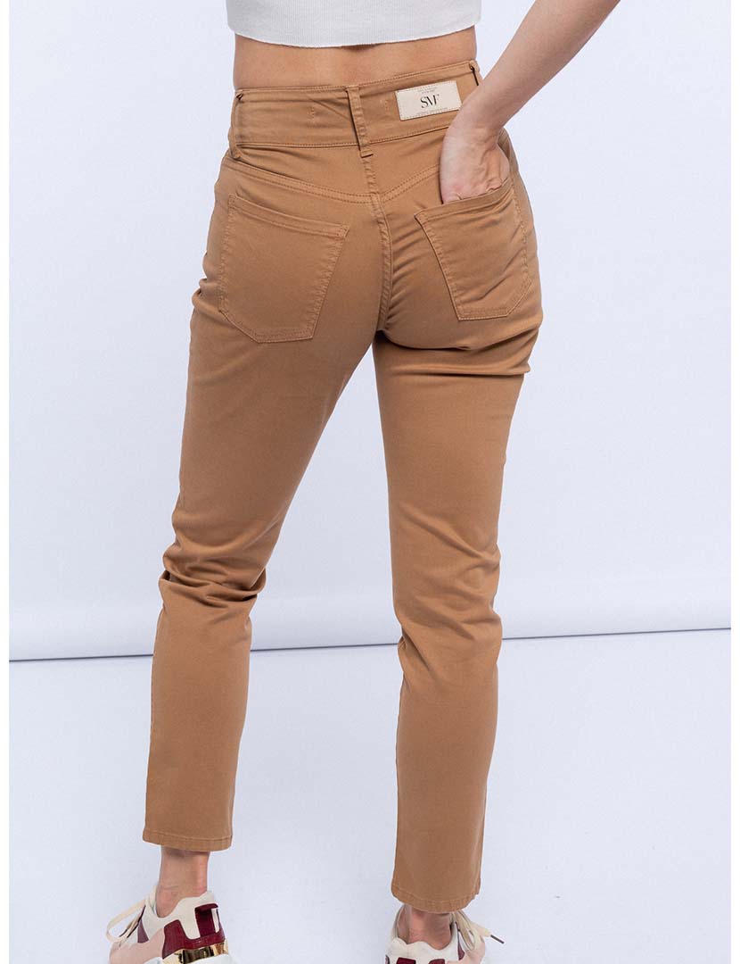 Calças Cintura Alta Senhora Castanho