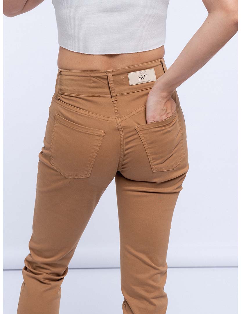 Calças Cintura Alta Senhora Castanho