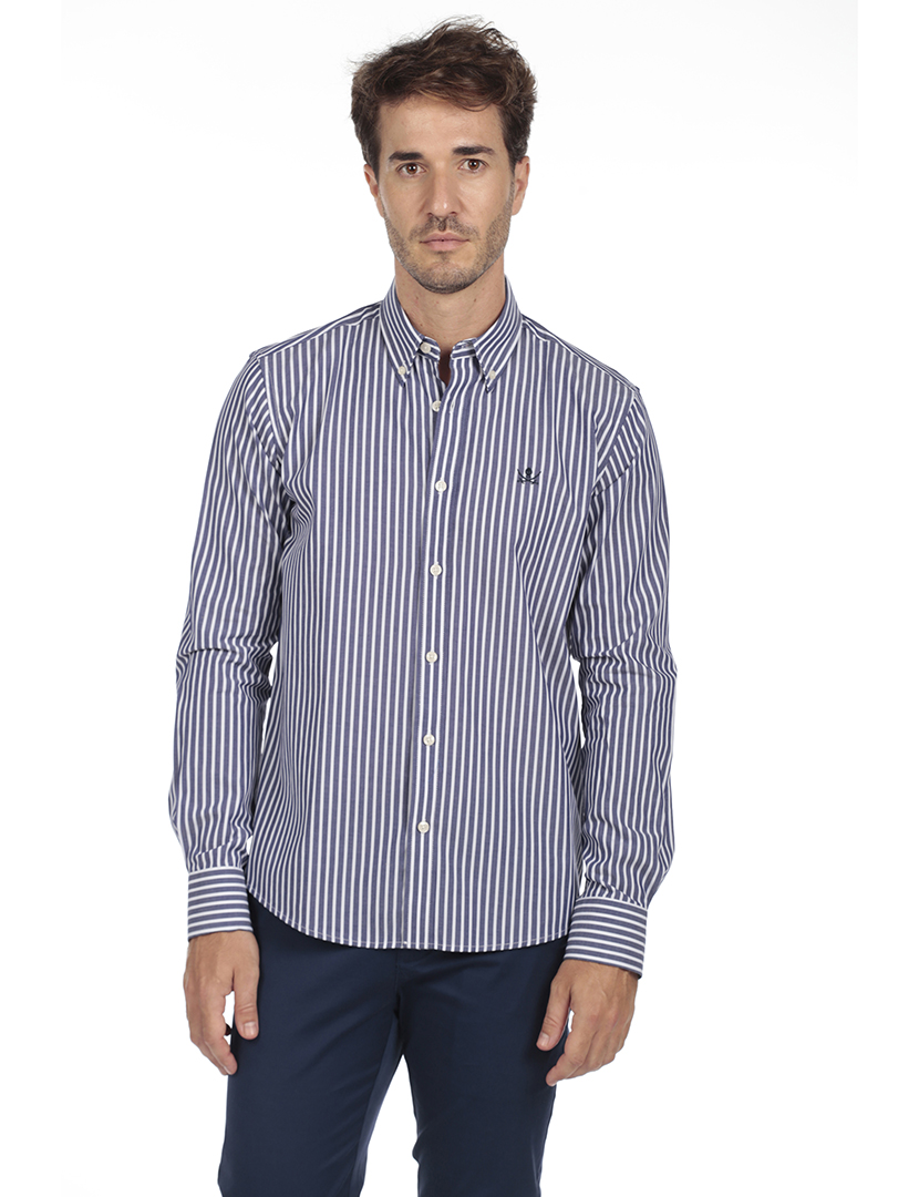 Camisa Homem Algodão Azul