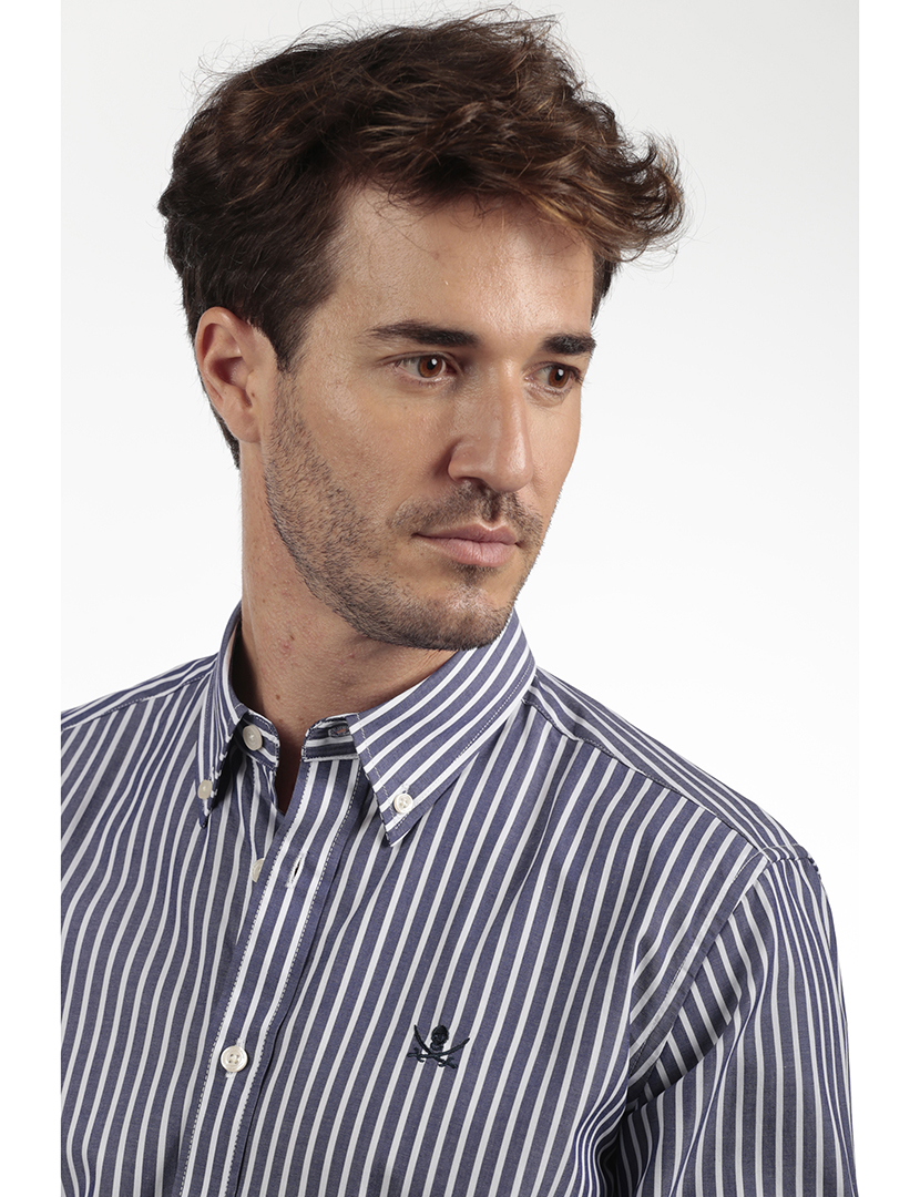 Camisa Homem Algodão Azul