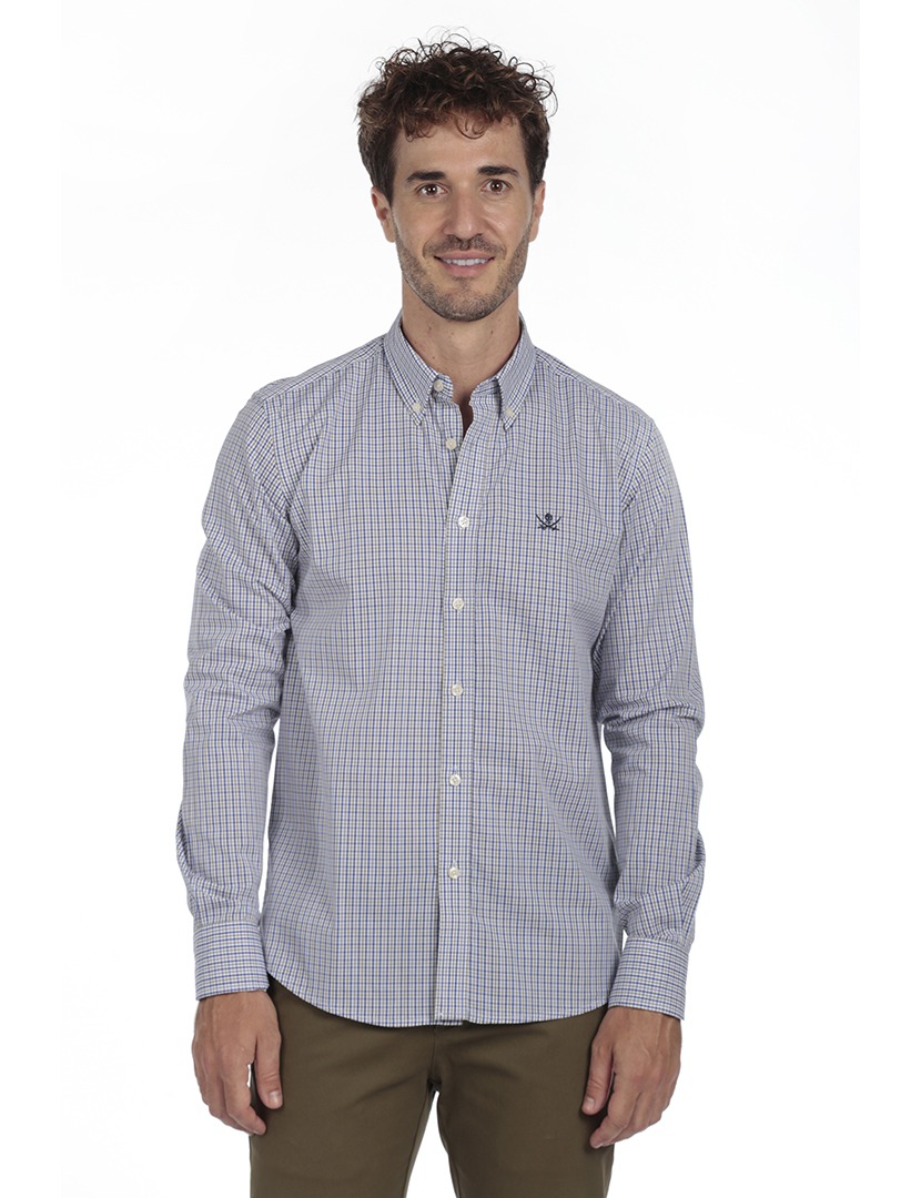 Camisa Homem Algodão Verde e Azul MultiCor