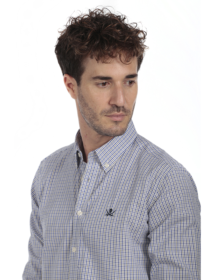 Camisa Homem Algodão Verde e Azul MultiCor